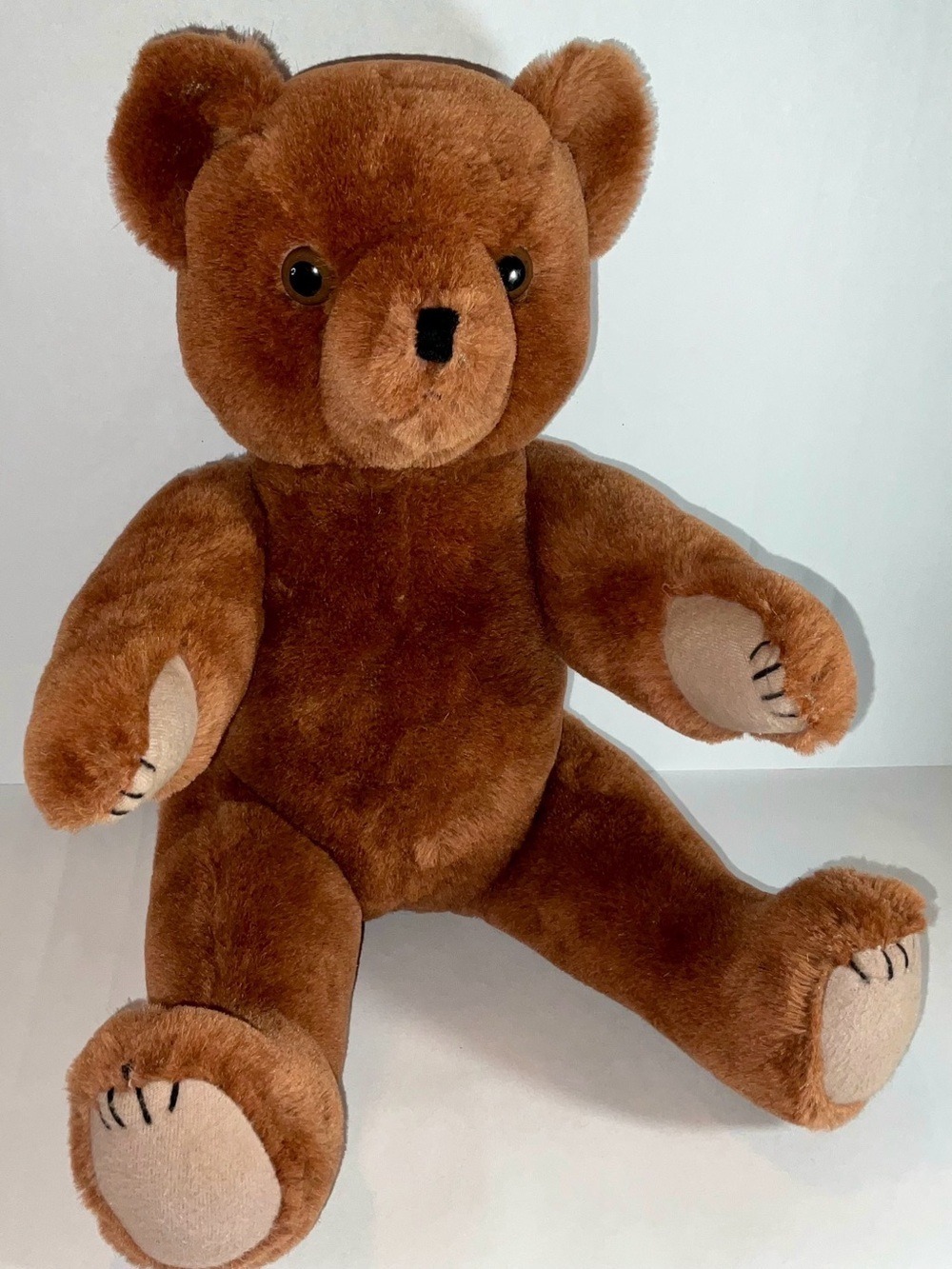 Vintage 20" Jointed Teddy Bear Brown Plush Moveable Arms Legs Stitched Claws MCM